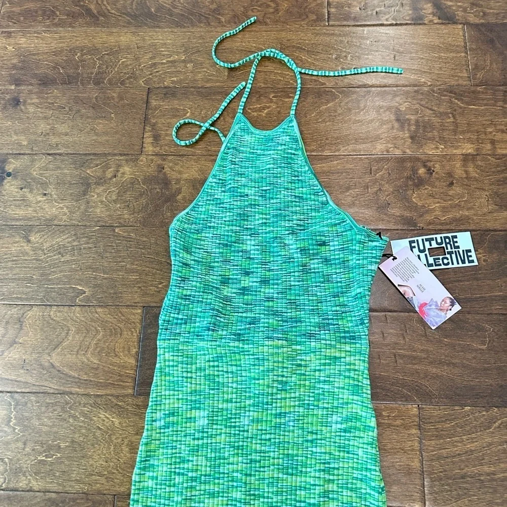 NWT Future Collective With Alani Noelle Ombre Halter Tie Neck Knit Sweater Dress - Picture 8 of 12